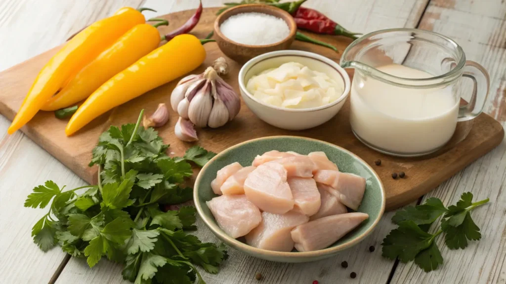 Fresh ingredients for Churu Chicken Amarillo