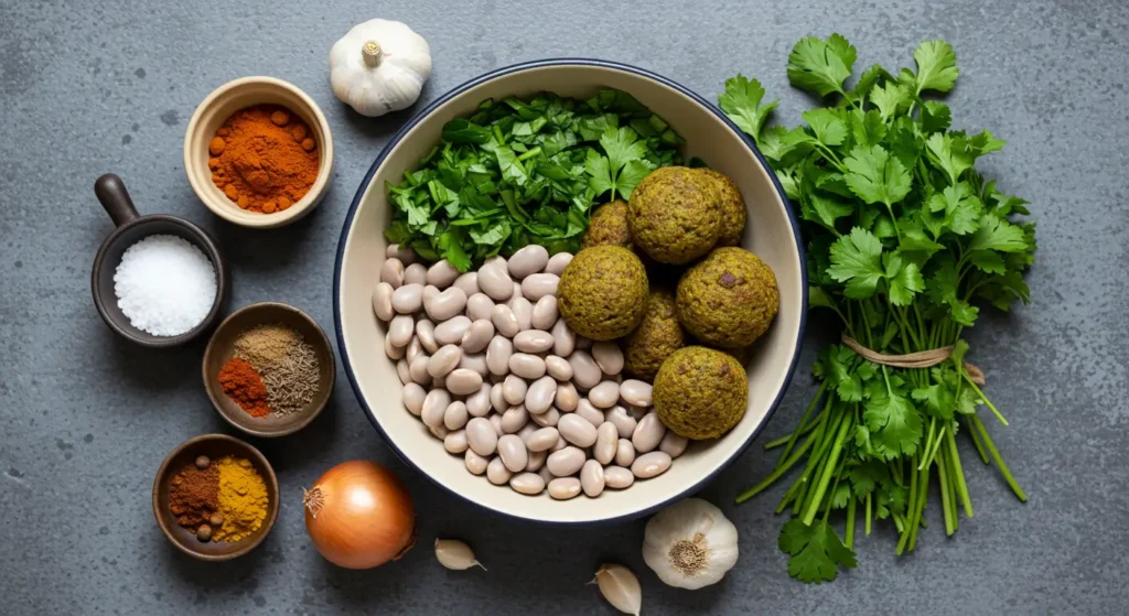 Ingredients for lupin falafels