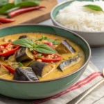 Thai aubergine curry in a bowl