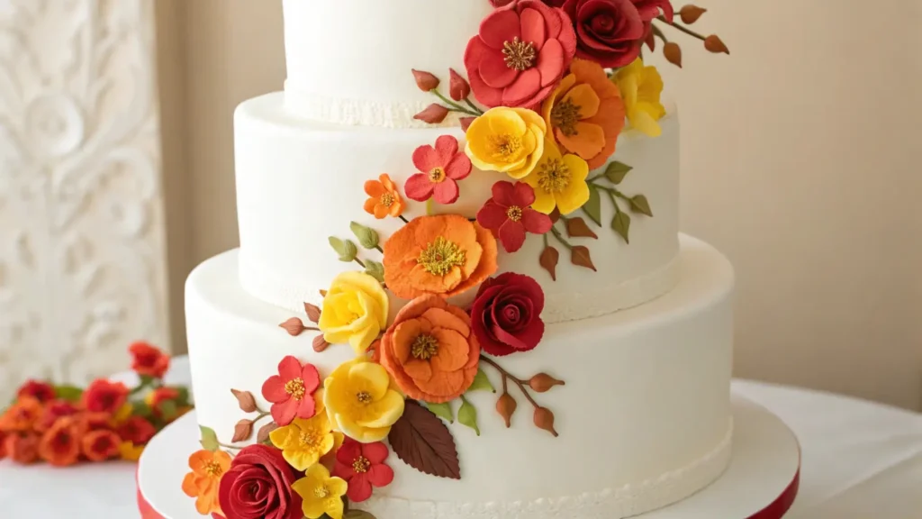 Cascading floral cake