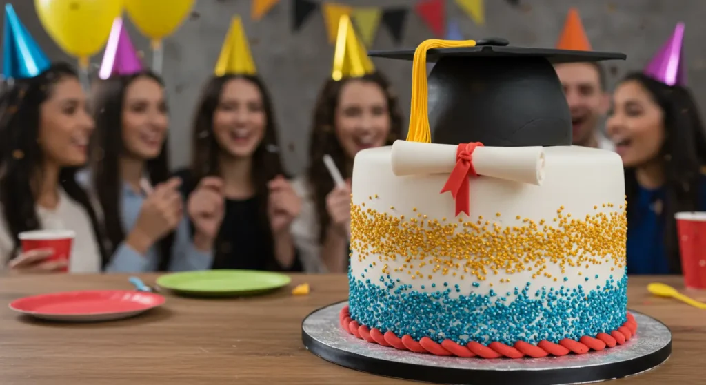 graduation cake with decorations