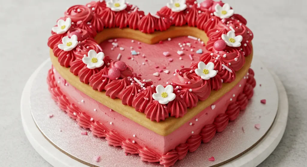 heart shaped cake red frosting