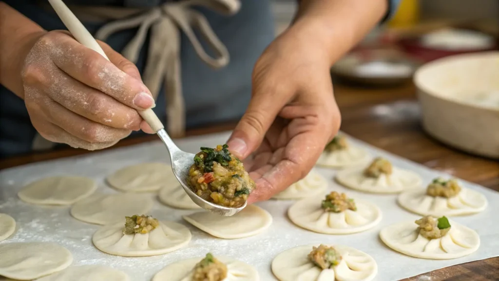 Vegan soup dumplings with dipping sauce