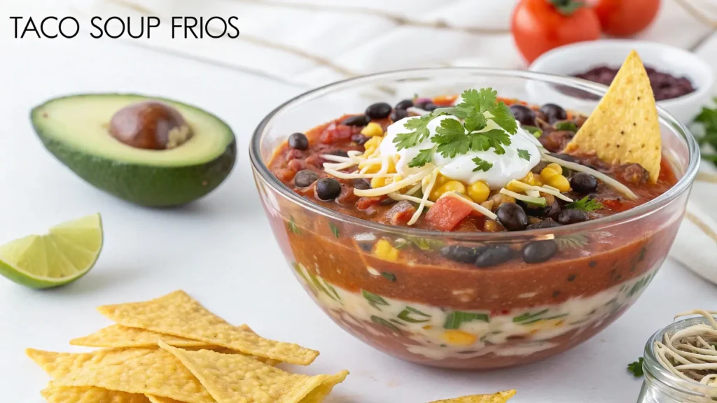 Bowl of Taco Soup Frios