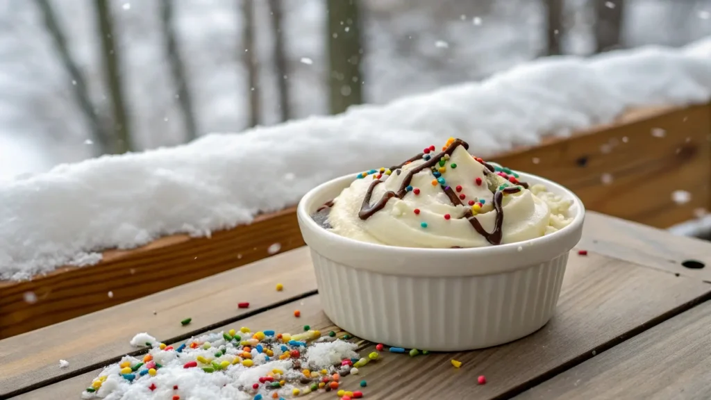 Bowl of freshly made snow cream