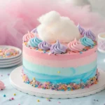 Cotton candy cake with pastel colors