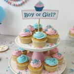 Gender reveal cupcake display