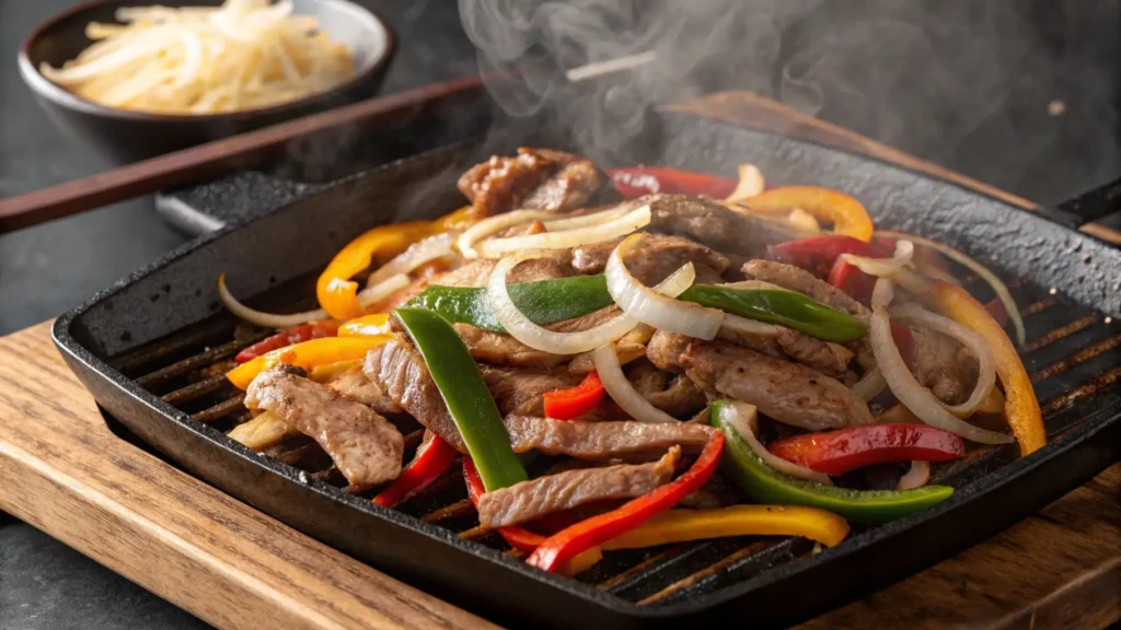 Grilling beef and vegetables