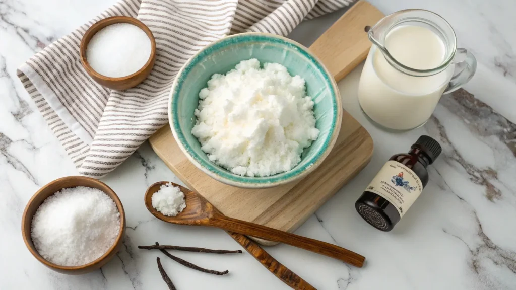 Ingredients for snow cream recipe