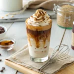 Layered whipped maple iced coffee drink