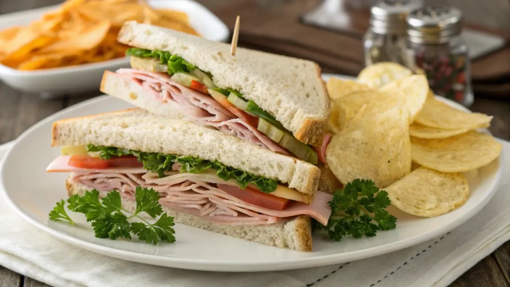 Perfect ham salami turkey sandwich