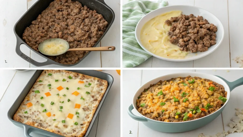 Step-by-step hotdish preparation