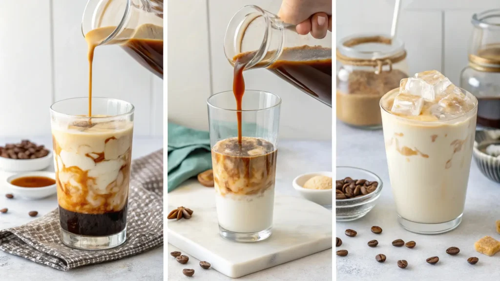 Steps to make whipped maple iced coffee