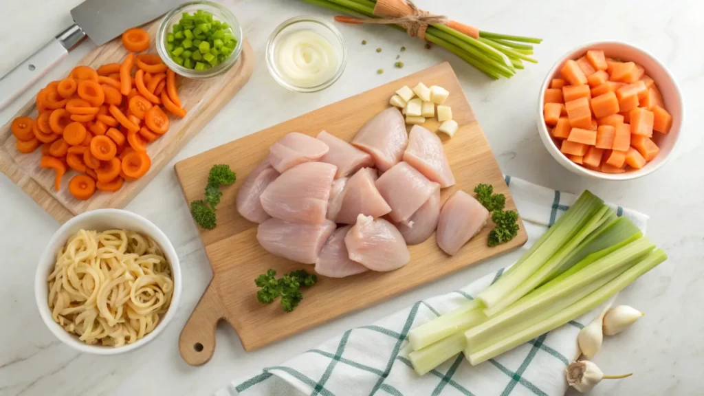 Chicken and vegetables for soup