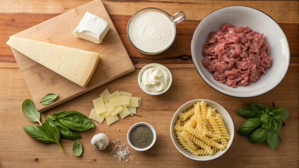 creamy Alfredo lasagna soup ingredients