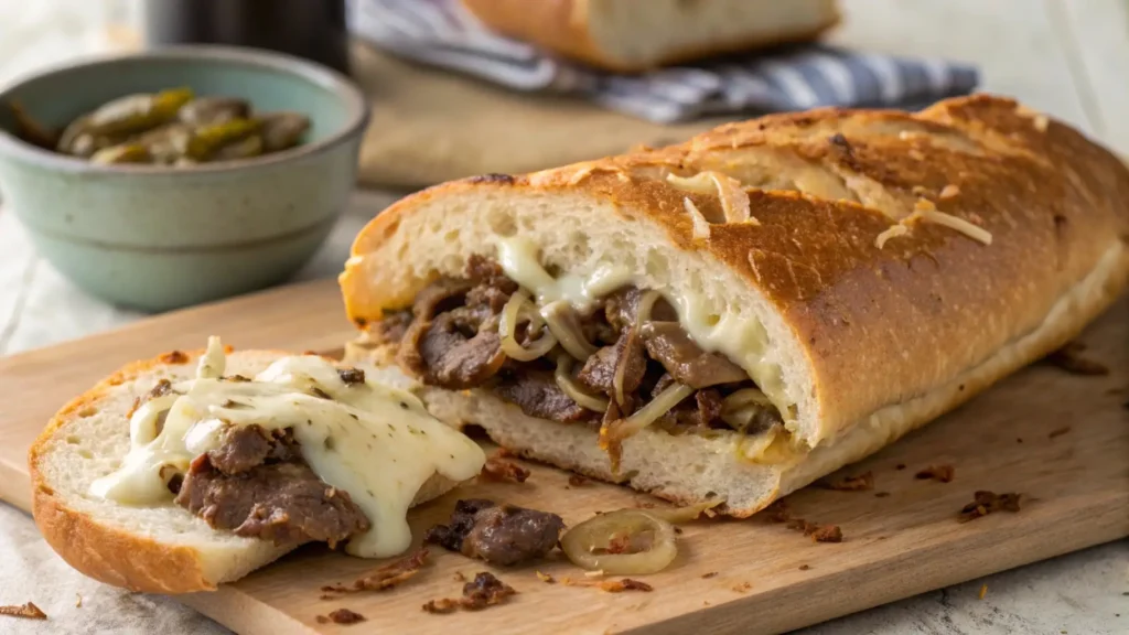 finished Philly cheesesteak bread