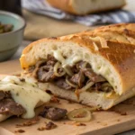 finished Philly cheesesteak bread