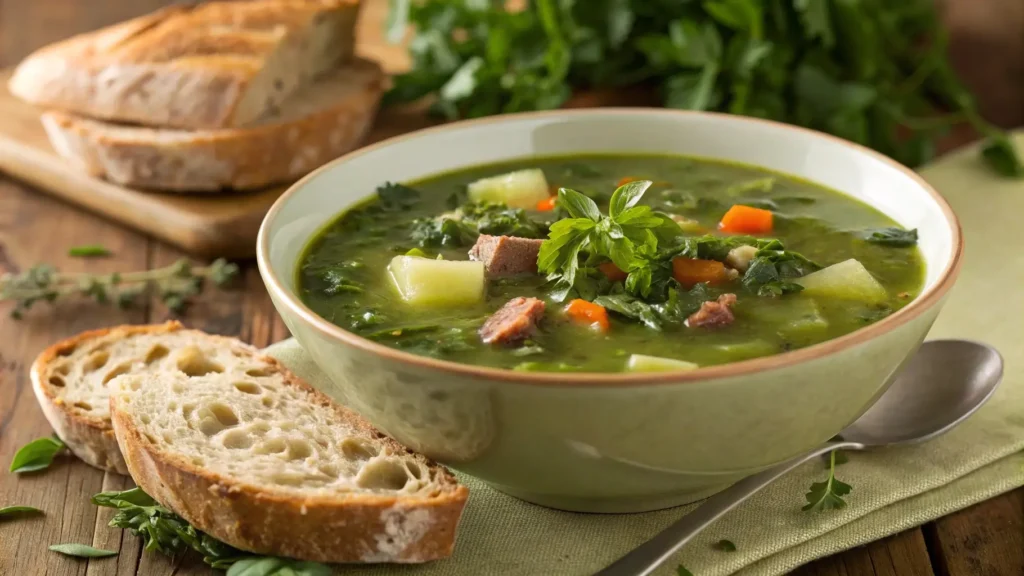 finished turnip soup in bowl