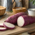 Murasaki sweet potatoes on a countertop