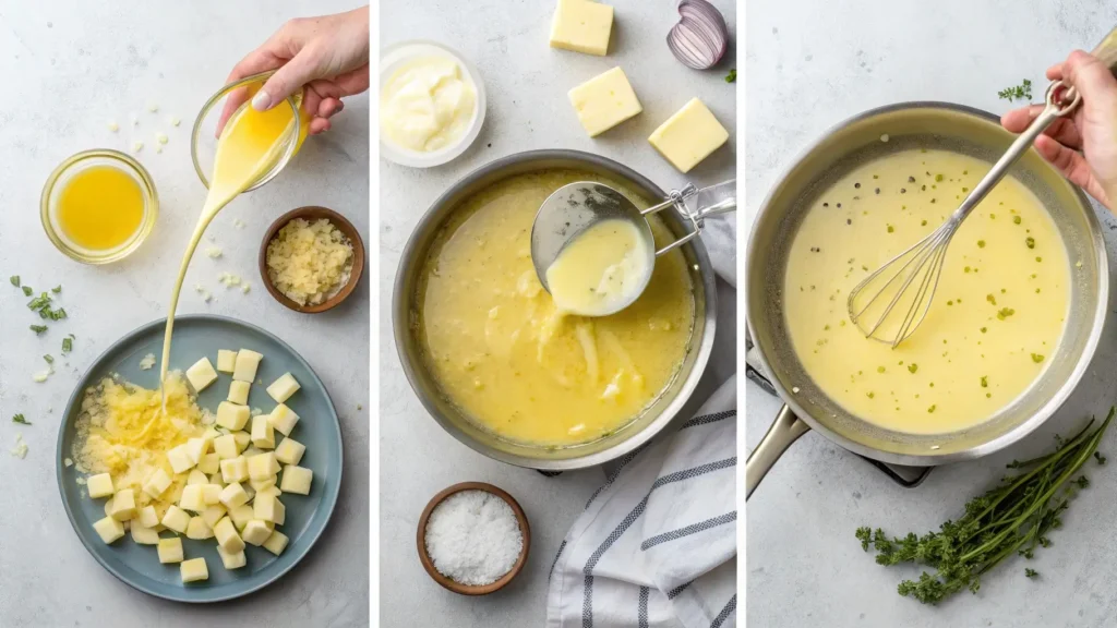 Preparing lemon beurre blanc sauce