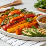 Roasted vegetables with spicy sauce