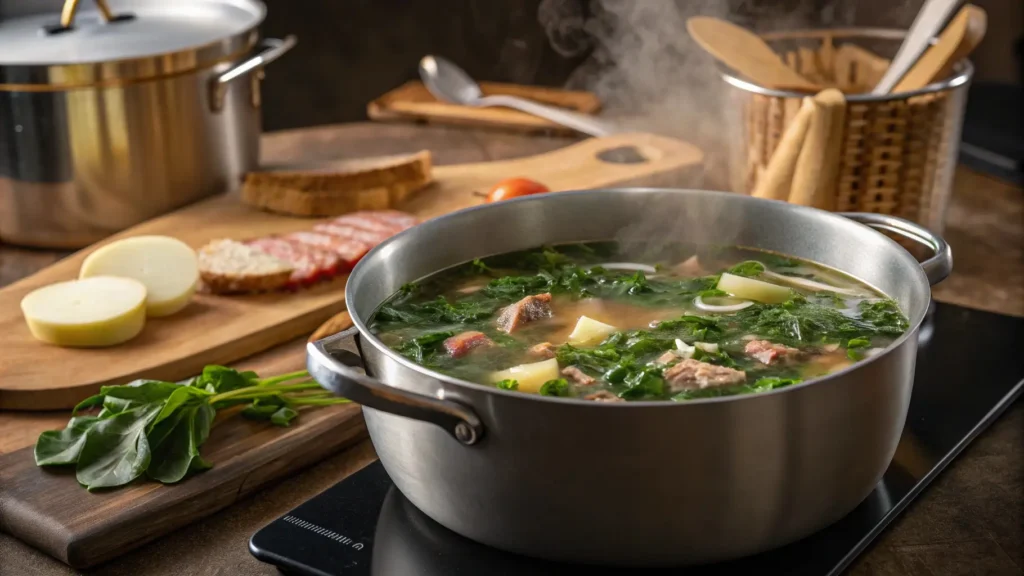 simmering turnip soup