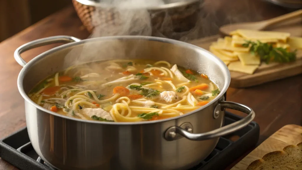 Soup simmering on stove