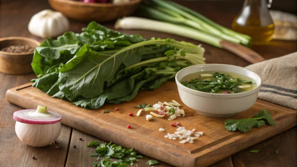 turnip greens and broth