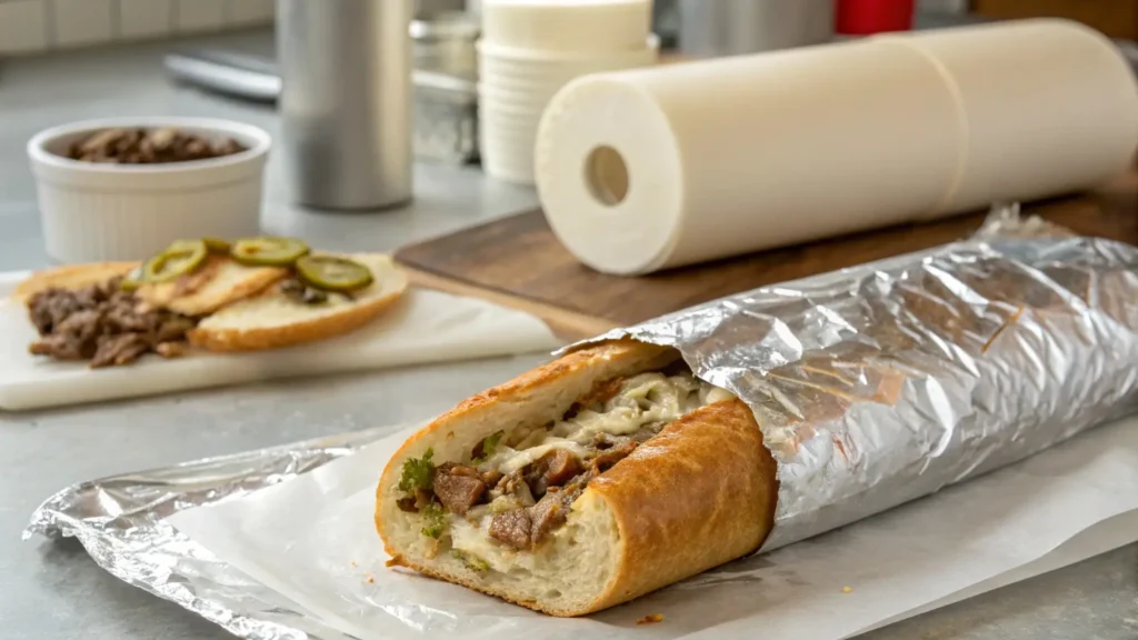 wrapping Philly cheesesteak bread for storage