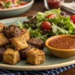 Air Fryer Steak Bites served with a side