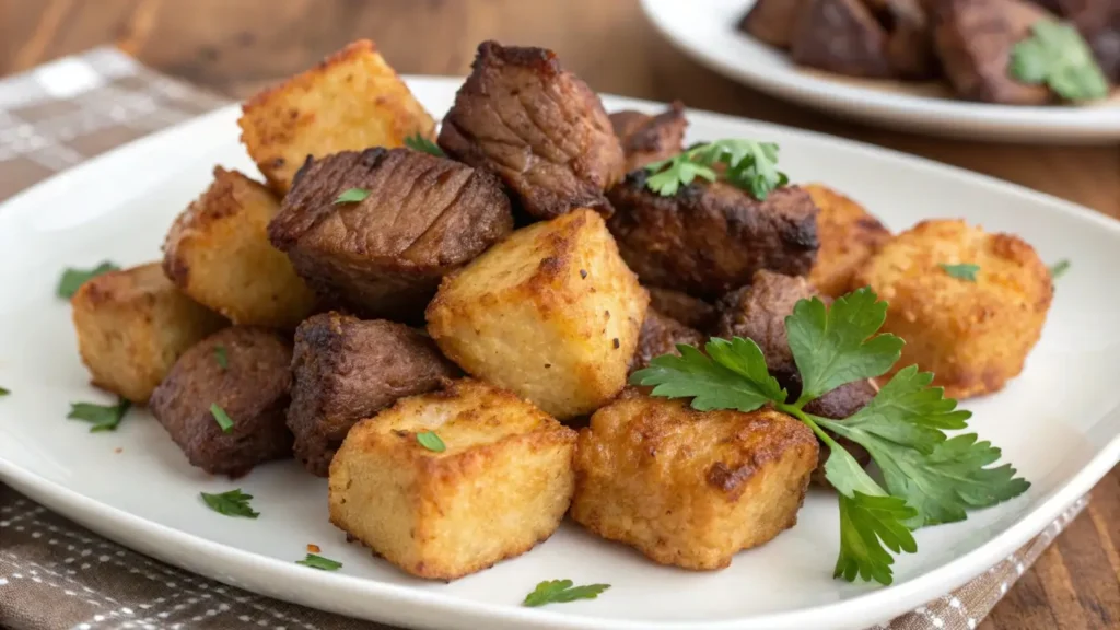 Air Fryer Steak Bites with crispy exterior