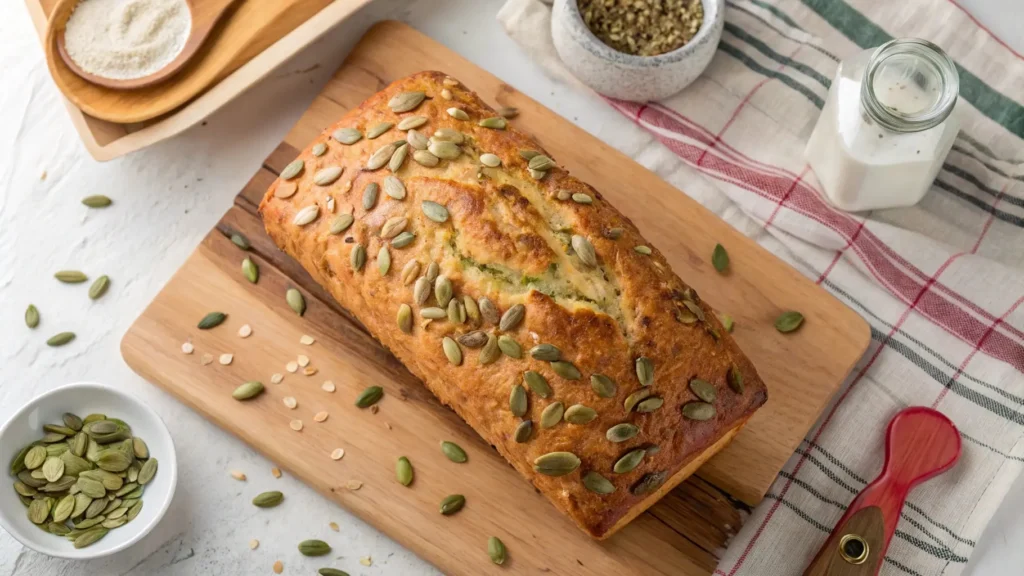 Fresh loaf of Sunflower Pumpkin Seed Bread