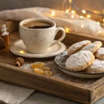 Ricciarelli with honey cookies served with coffee