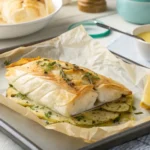 Fish wrapped in filo pastry, ready for baking