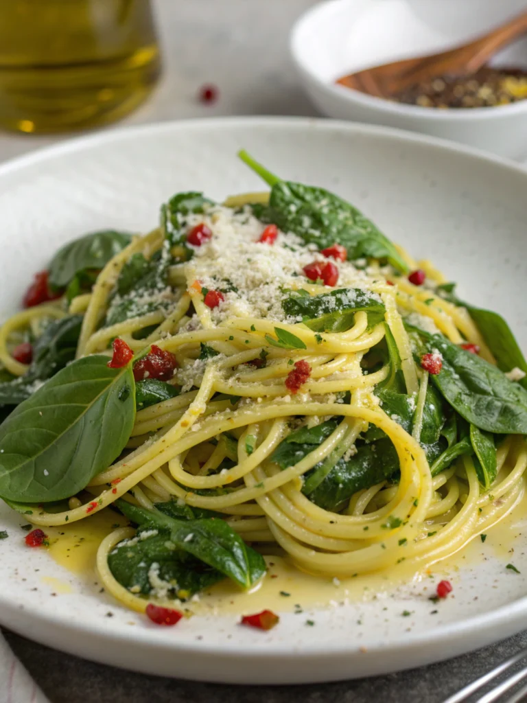 10 Minute Spinach Pasta