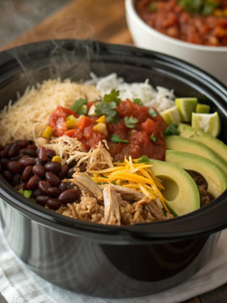 crockpot chicken burrito bowls